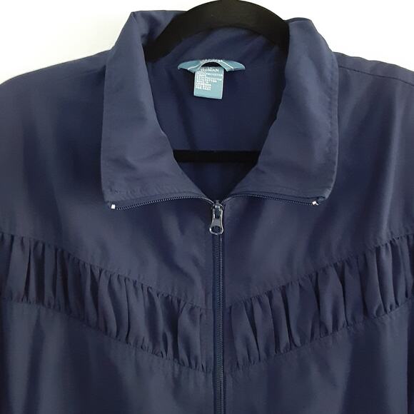 Vintage 80s Track Suit Set Navy Blue Full Zip Up Warm Ups Womens L/1X Retro - Picture 3 of 13